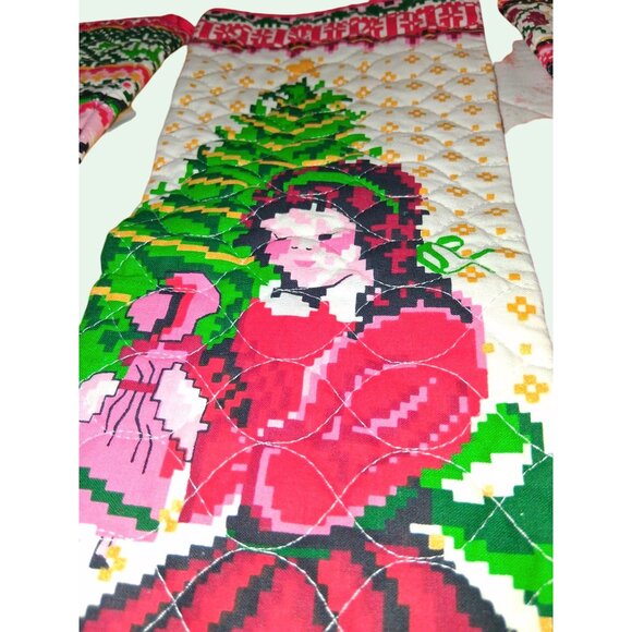 Set Of 3 Quilted Christmas Stockings Vintage-Inspired Designs Floral Victorian L - Picture 7 of 10